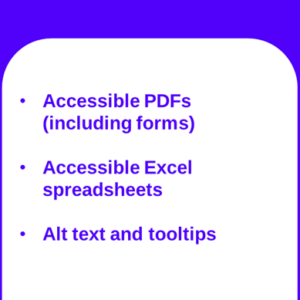 Card stating Textamend's Remediation services and listing the following details: Accessible PDFs (including forms), Accessible Excel spreadsheets, and Alt text and tooltips