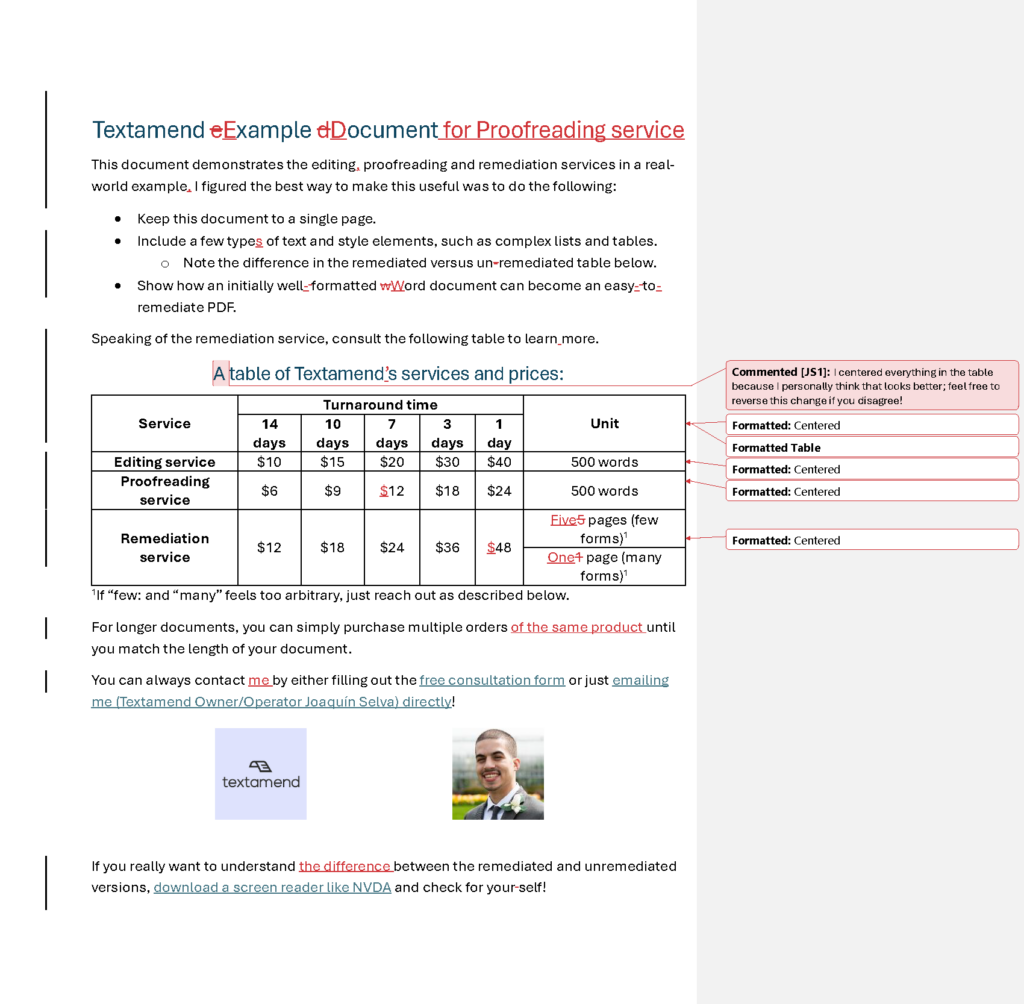 Example of Textamend proofreading service. Select link for accessible PDF.